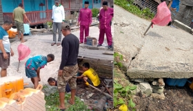 Warga Kuala Asam Gotong Royong Perbaiki Jalan Ambruk, Harapkan Perhatian Pemerintah